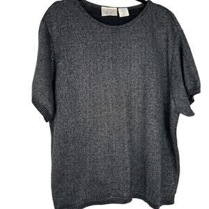 KATHIE LEE Woman’s Mid Weight Sparkling Black Sweater  3X  Holidays Whimsey Goth